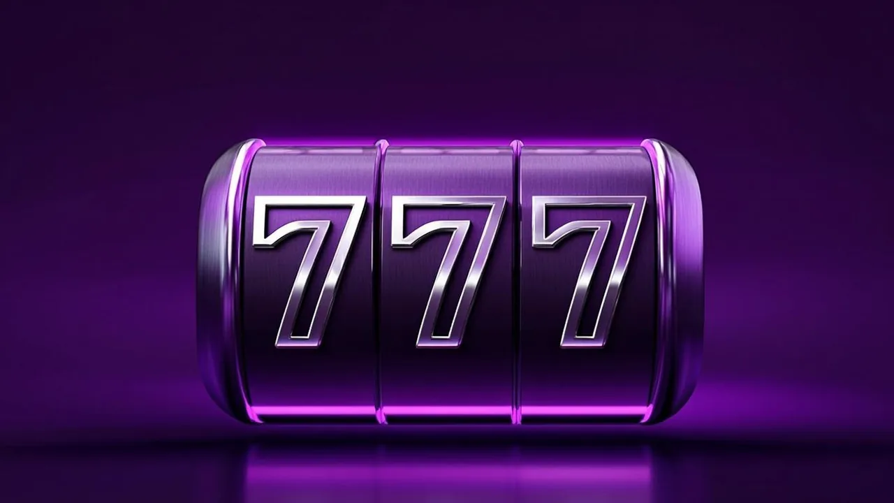 Free spin tokens and slot reels glowing purple-neon over a dark violet gradient
