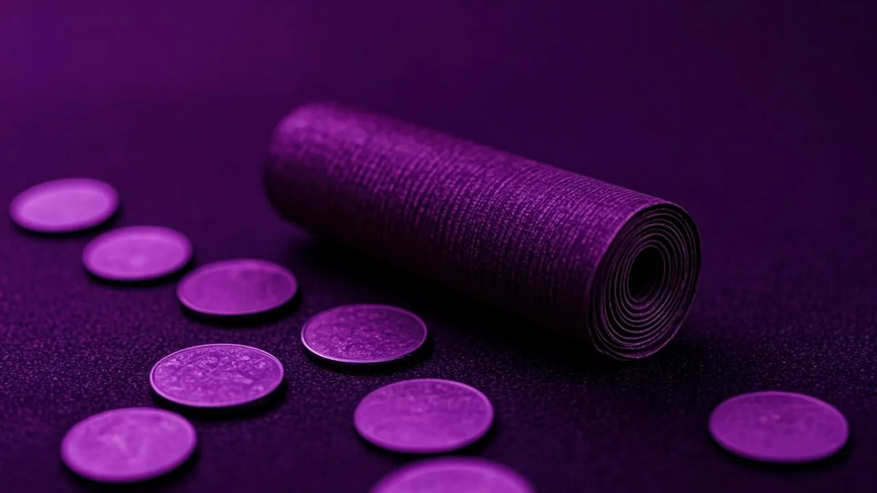 Free spin tokens and slot reels glowing purple-neon over a dark violet gradient