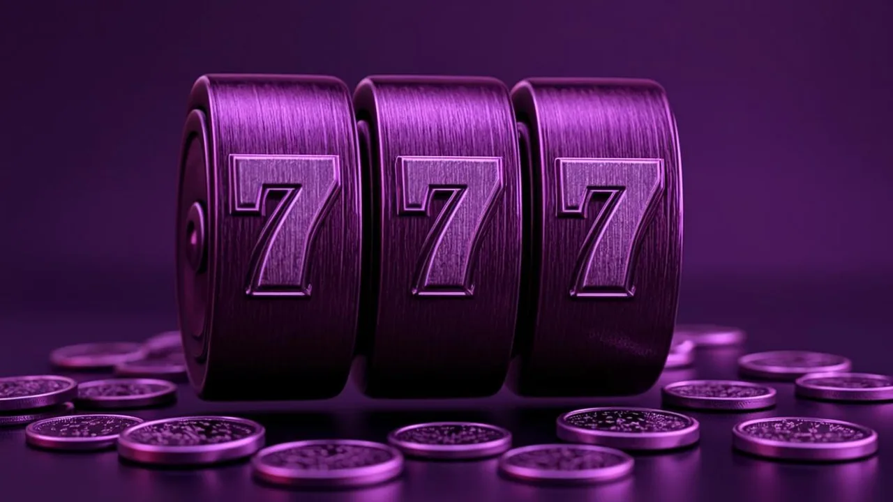 Twenty-five glowing spin tokens arranged beside a registration screen in purple neon light