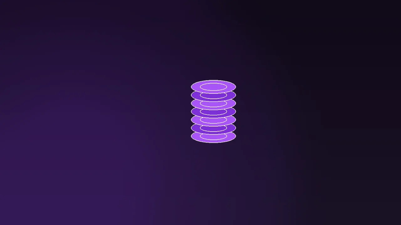 Three payment rails on a dark cashier screen, purple neon glow, cards and stacked chips