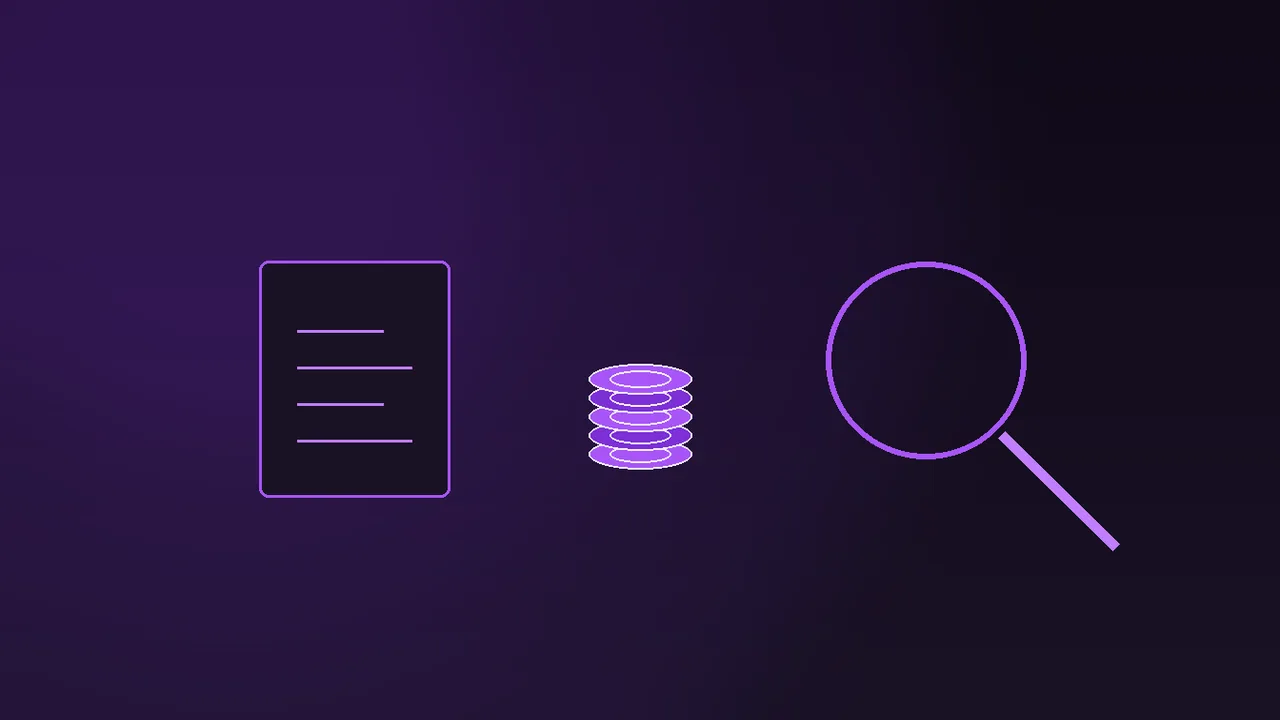 Passport and utility bill beside violet trigger list and padlock on dark neon desk