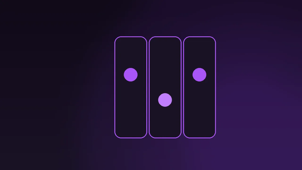A hundred spin tokens stacked in four piles on a dark table under purple neon light