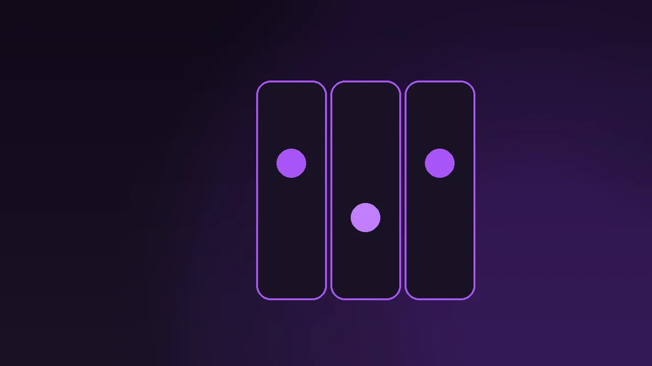 One hundred spin tokens split into two uneven piles beside a ten pound note under purple neon light