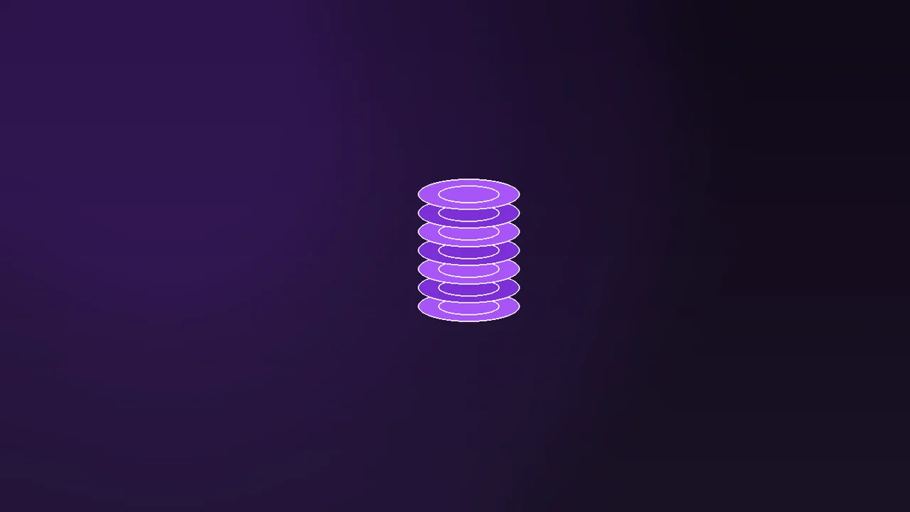 Four stacked chips beside a single chip under purple neon light on a dark table with a ledger