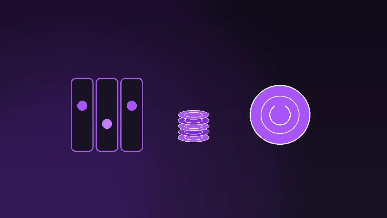 Fifteen stacks of explorer-themed spin tokens beside a purple neon reel panel