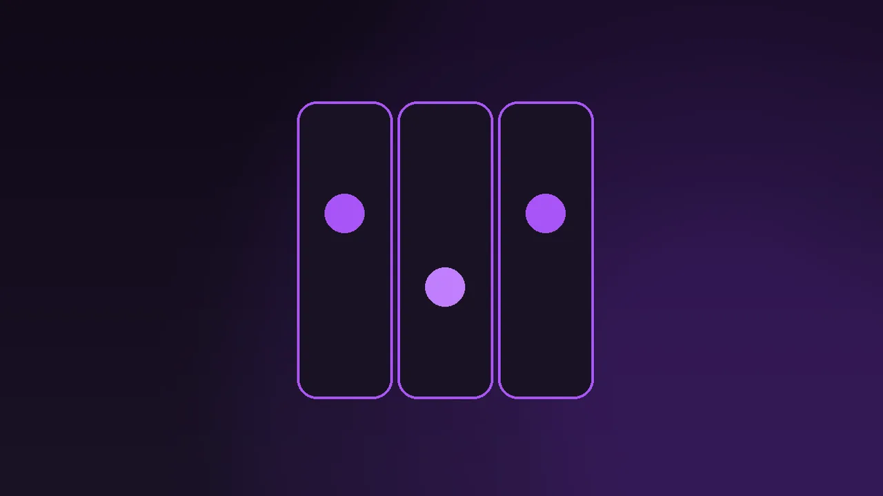 Studio catalogue grid with multiplier symbols glowing, purple neon haze over dark slot interface